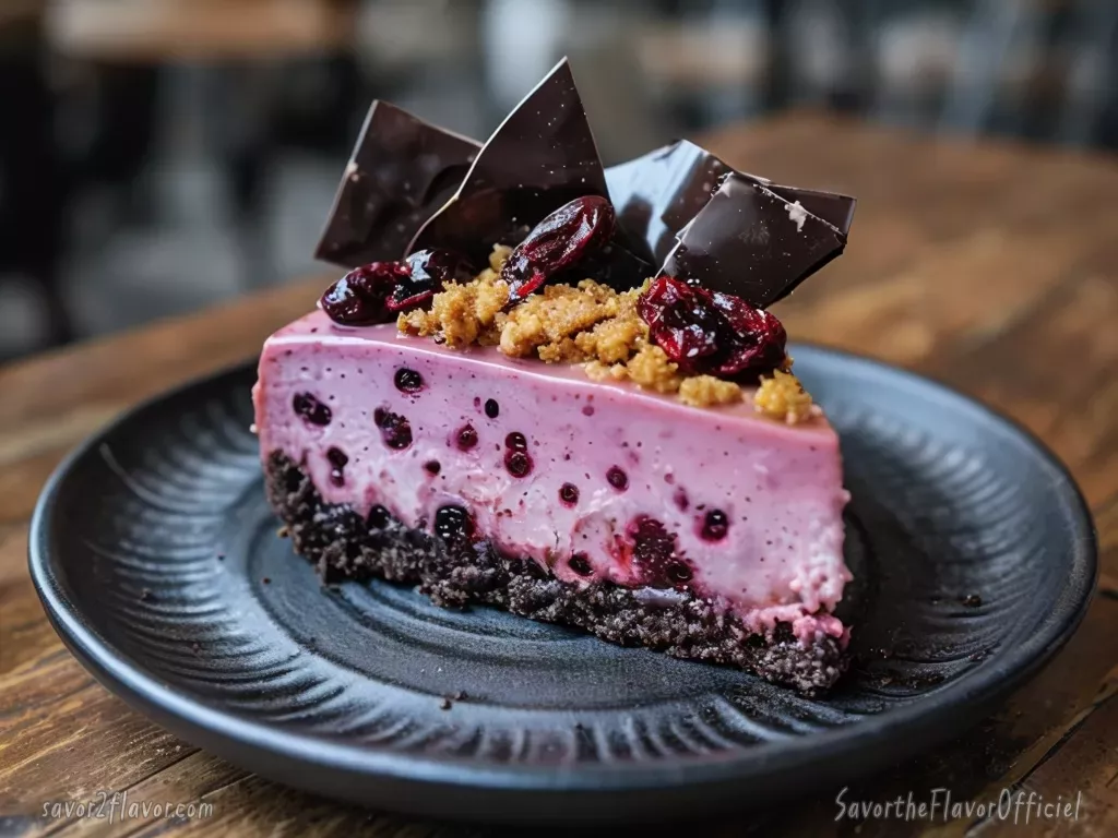 Pitaya and Black Goji Berry Cheesecake